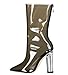 Cape Robbin Ella-1 Pointy Toe Block Chunky Clear Perspex Heel Ankle Boot Bootie Shoe