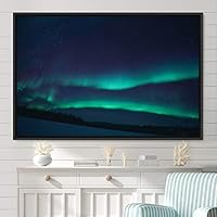 Framed Canvas Wall Art Dayspring Astronomy & Space Contemporary Cosmic Dramatic Green Group Photography Realism - 16x24 inches