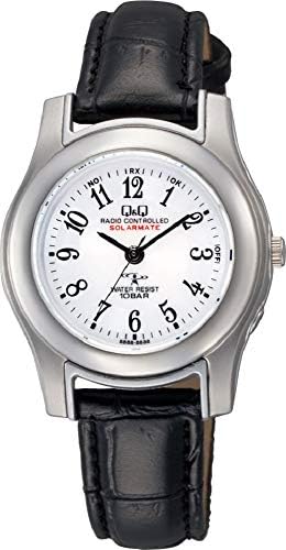 Citizen Q&Q HJ03-304 Women’s Analog Watch, Radio Wave, Solar Waterproof, Leather Strap, Black