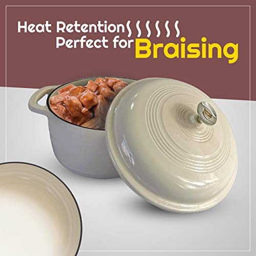 6 Quart Enameled Cast Iron Dutch Oven Pot with Lid Round Enamel