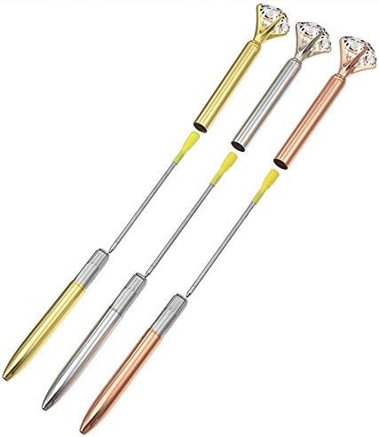 MEGA 8 PCS Crystal Diamond Pen Metal Rotate Black Ink Ballpoint Pen Gold, 8 count (Pack of 1) - Image 5