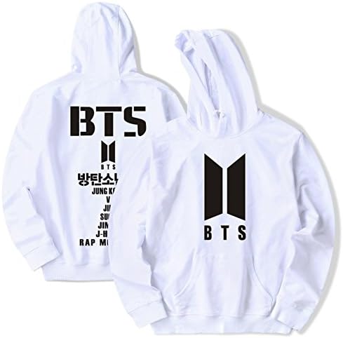 XBeshine BTS Love Yourself Cap Hoodie Sweater Bangtan Boys Unisex (White, L)