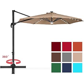 Forest Green Abccanopy 10 Ft Solar Powered Led Patio Outdoor Umbrella Hanging Umbrella Cantilever Umbrella Offset