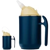 Adult Sippy Cup for Elderly Spill-Proof Cup 400ML Stainless Steel Sippy Cups with Straw Seniors Dysphagia Patient Disabled Maternit for Water Milk and Soup Health Household Supplies Feeding Cups