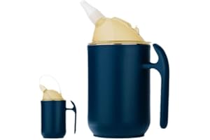 CLOBEAU Adult Sippy Cup for Elderly Spill-Proof Cup 400ML Stainless Steel Sippy Cups with Straw Seniors Dysphagia Patient Disabled Maternit for Water Milk and Soup Health Household Supplies Feeding Cups