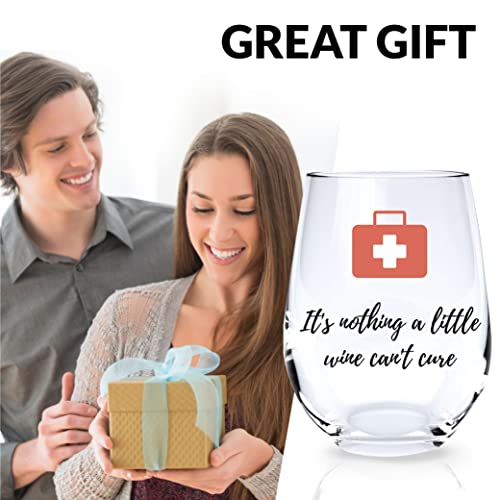Nurse Wine Glass, Cute Wine Glasses, Funny Wine Glasses for Women or Men, Fun Stemless Wine Glass, Unique Wine Glasses, Cute Drinking Glasses, Best Friends Wine Glass with Sayings, Wine Gift