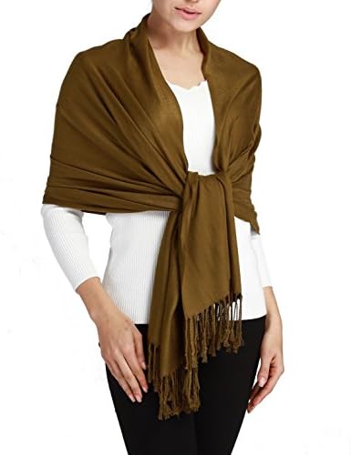 Butterfly Rose Silky Soft Solid Premium Pashmina Shawl Wrap Scarf Stole 78"x 29" (Coffee)