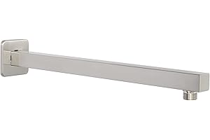 HarJue Shower Arm, Rain Shower Head Extension Extender, With Flange and Teflon Tape, Made of Thicken Stainless Steel for Bathroom Rainfall Shower (16 Inch, Brushed Nickel)