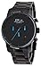 Daniel Steiger Men's Black Watch Jaguar Steel - Minimalist Dial Blue Hands - 100M Waterproof Quartz Movement Wristwatch - Black Case Metal Band Watches