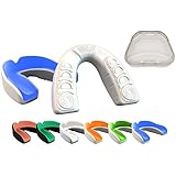 Coollo Sports Boil and Bite Mouth Guard (Youth & Adult) DA Custom Fit Sport Mouthpiece for Football, Hockey, Rugby, Lacrosse, Boxing, MMA (Free Case Included!) (Sky Blue & White, Ages 11 & Above) â€¦