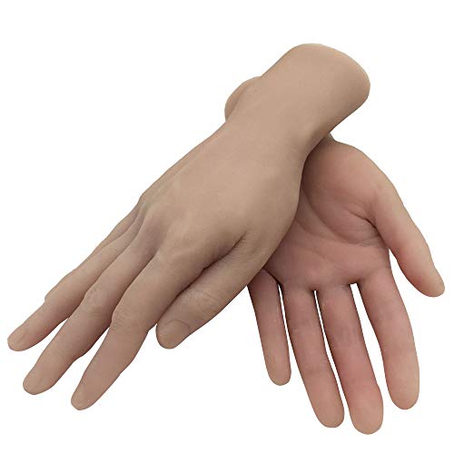 1 Pair Silicone Life Size Male Mannequin Hand Display Jewelry Bracelet Display Art Sketch with Bone