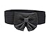 Motase Women Elastic Belt Wide Belt With Bow Knot Black M