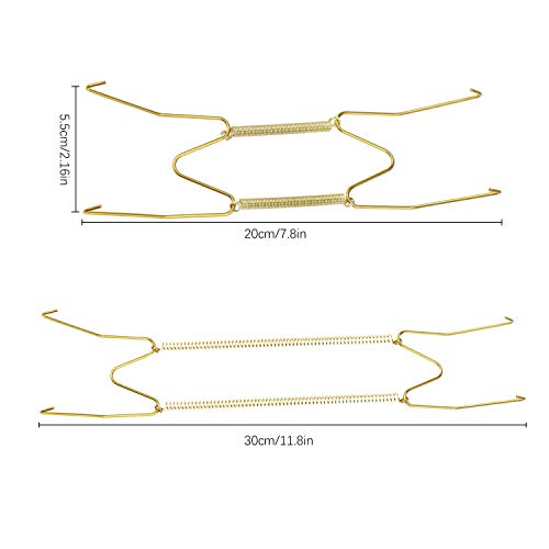 SelfTek 10 Pcs 8 Inch Stainless Steel Golden Wall Plate Hangers and 15 Pcs Wall Hooks Decorative Dish Display
