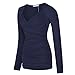 Simier Fariry Womens Tunic Tops Pleated Slimming Blouse Tops Deep Blue XL
