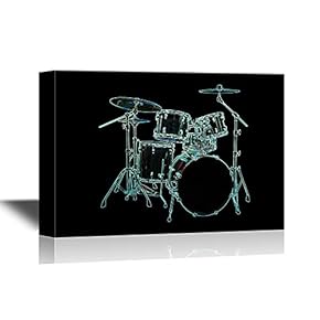 Canvas Wall Art - Cool Drum Set on Blackground - Gallery Wrap Modern Home Art | Ready to Hang - 12x18 inches