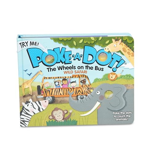 Melissa & Doug Poke-a-Dot! The Wheels on the Bus Wild Safari, Interactive Children's Board Book with Buttons to Pop, Educational Sensory Toy for Toddlers & Preschoolers Ages 3+ - FSC Certified