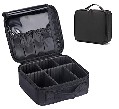 Travel Makeup Case Professional Cosmetic Train Cases Artist Storage Bag Make Up Tool Boxes Brushes Bags with Compartments Waterproof Detachable Vanity Organizer