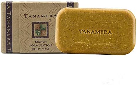 Tanamera Brown Formulation Bar Soap 4.4oz | Skin Nourishing, Soothes Itching, Exfoliating Body Soap | 100% Natural & Vegetarian Society Approved