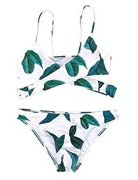 Cupshe Conjunto de bikini cruzado acolchado con estampas de hojas.