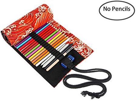MOCAA Canvas Colored Pencil Case Roll Wrap 72 Slot-Adult Coloring Pencil Holder Organizer,NO Pencils (P06)