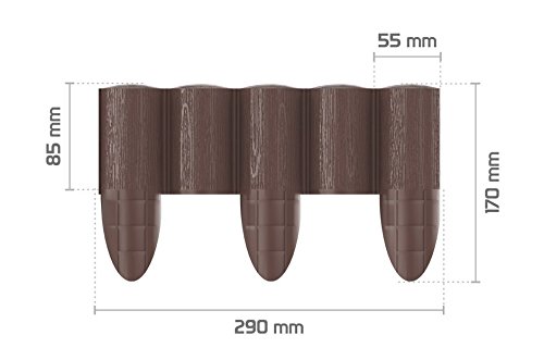 Rasenkante Palisade 2,3m braun, 8 Elemente 17 cm Höhe Beetbegrenzung Beetumrandung Beeteinfassung – Bild 4