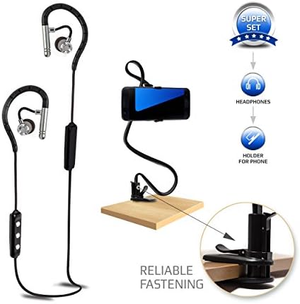 Bluetooth Headphones by Skyeyeye, Wireless Bluetooth Headphones with Mic, Cell Phone Holder black, Best Earbuds with Noise Canceling, Waterproof and Sweat Resistant Auriculares