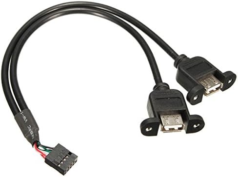 Dual 2 USB 2.0 Type A Female to 9 Pin Motherboard Header Adapter Mainboard Cable