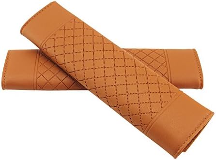 Encell PU Grid Seat Belt Pad Shoulder Strap,Brown