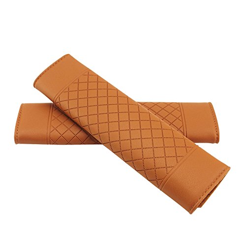 Encell PU Grid Seat Belt Pad Shoulder Strap,Brown