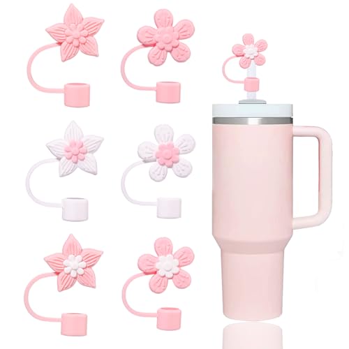 yayayoung Pink Flowers Straw Covers