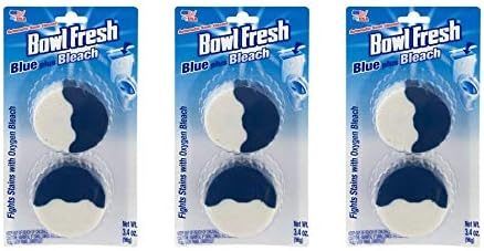 Bowl Fresh Blue Plus Bleach Automatic Bathroom Toilet Cleaner Tablets, Count of 2 (Pack of 3)