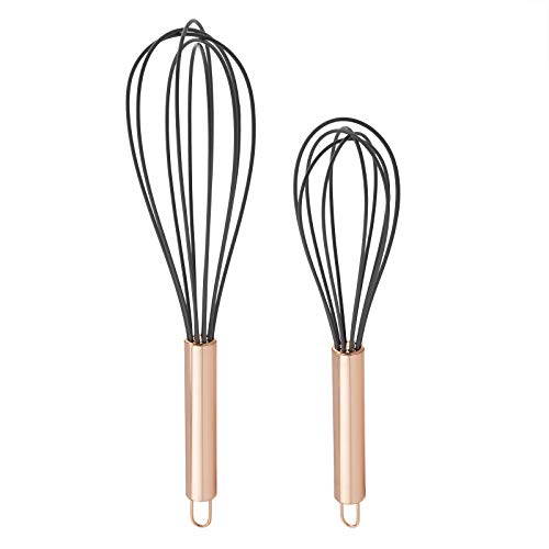 COOK WITH COLOR Silicone Whisks for Cooking, Stainless Steel Wire Whisk