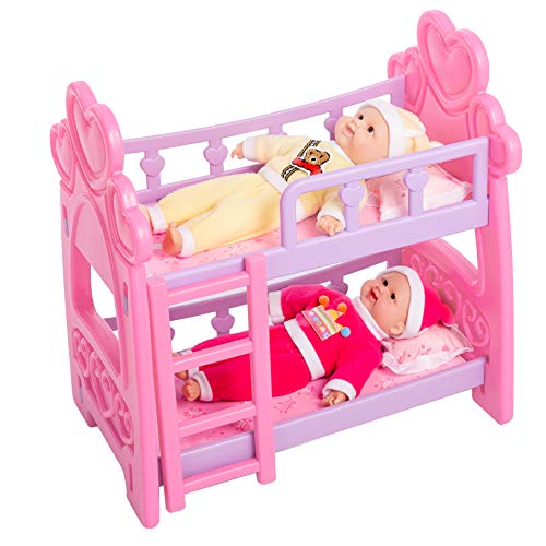 JOYIN Cute Baby Dolls Bunk Bed Set Furniture Toys for Kids and Toddlers Toys Including Ladder