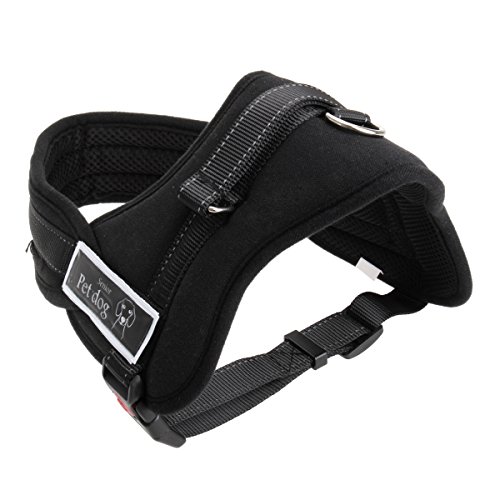No-Pull Padded Adjustable Dog Training Walking Harness Vest, Black, Large