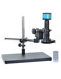 14 MP HDMI Microscopio Kit para cámara para la industria Lab PCB Tarjeta de TF de salida usb Grabador de vídeo + 180 x C Mount Lens + Big estéreo Soporte + 144 Luz LED