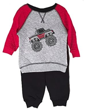 Baby Boys 2 Piece Pant Set, Black/Grey 12M