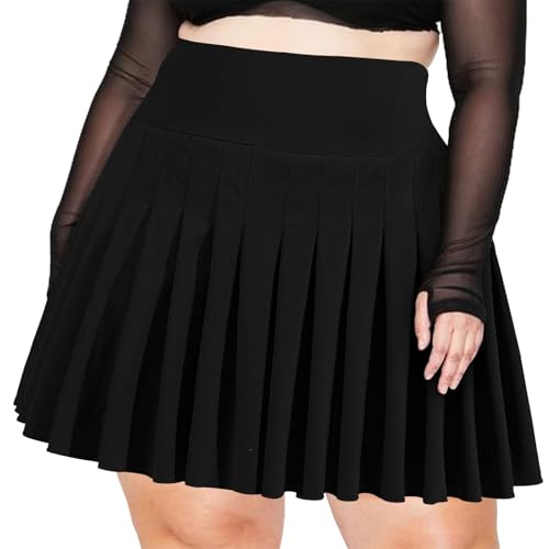 Moon Wood Women's Plus Size Pleated Tennis Skirt- Girls High Waist Athletic Golf Skirts with Shorts