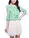 Ladies Three Quaters Sleeve Draped Flounce Detail Top Green L