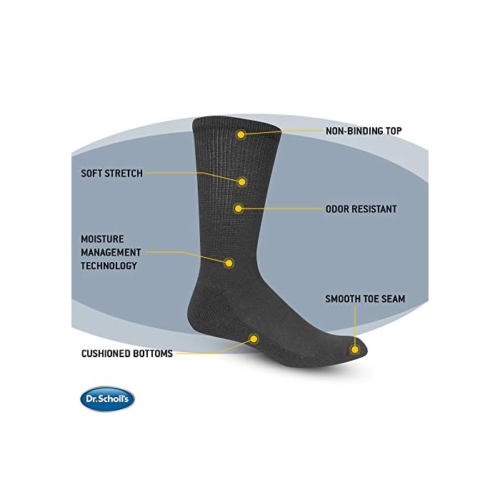 Dr. Scholl's Men's 4 Pack Diabetic and Circulatory Non-Binding Crew Sock