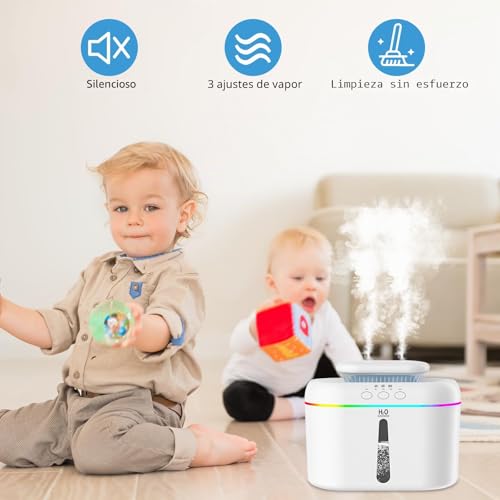 Humidifier Air Humidifiers 2L for Baby Room Humidifier Plants with 2 Adjustable Misting Modes and Multicolor LED Night Light. 28dB Must be plugged in to work