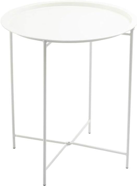 Finnhomy Small Round Side End Table, Sofa Table, Tray Side Table, Snack Table, Metal, Anti-Rusty, Outdoor and Indoor Use for Putting Small Things, Multi-use : Garden & Outdoor
