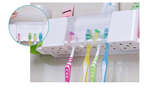 Home-organizer Tech Wall Mounted Toothbrush Holder Bathroom Storage Organizer Set Toothbrush Holder Mounted Dispenser Sets Tooth Brush Organizer and Bathroom Storage Organizer Set for 5 Brushes