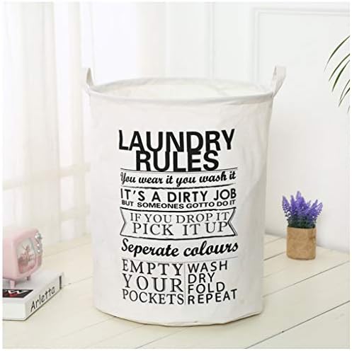 HAN NAA Laundry Basket Hamper Storage Bucket Cylindric Cotton Linen Dirty Clothes Foldable Bin Waterproof Washing Basket For Bedroom Bathroom (color : White B)