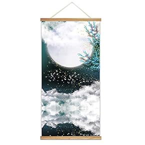 Wooden Framed Hanging Poster Nordic Style Nature Landscape Wall Picture Canvas Artwork for Home Decoration Ready to Hang - 18"x36"