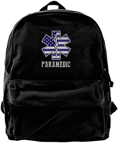 Paramedic American Flag EMT Fashion Lightweight Canvas Travel Backpack For Women & Men