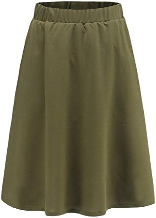 KateSui Elastic Band A Line Skater Pleated Skirts for Women Plus Size Green XXL