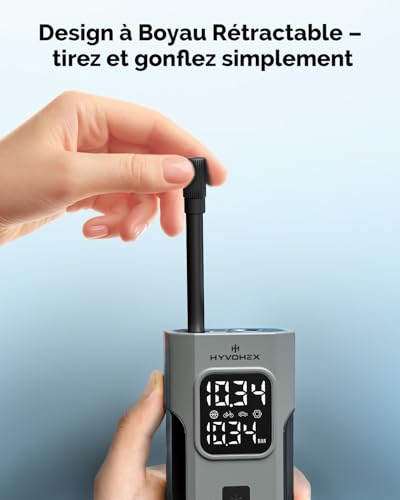 HYVOHEX Portable Tyre Inflator, 1 minute quick inflation and 100% run time, C2