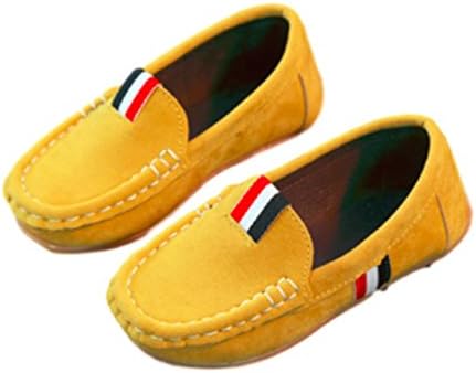 Goodhoop Girl's Boy's Suede Casual Slip on Comfortable Dress Oxford Loafer Flats Moccasin Shoes (11inch, Yellow) tap Summer Suede Stylish Room Stripes Stacy Sports Sport Safety School Sneakers