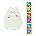EMDMAK Baby Night Light USB Rechargeable Silicone Night Lamp with 7-Color Mood Light, Sensitive Tap Control for Baby Kids Adults (Kitty B)