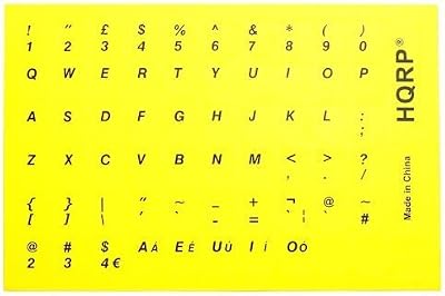 HQRP UK Keyboard Stickers Yellow Black Letters Non-Transparent Laptop Desktop +